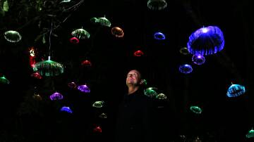 Shellharbour mayor Chris Homer amid the Enchanted Forest lights in May 2023. Picture by Sylvia Liber