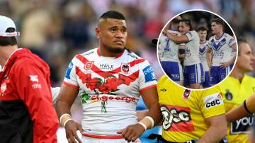 Moses Suli's Anzac Day outing lasted less than a minute after suffering a concussion off the kickoff. Jackson Topine (inset) has launched legal action against his former club Canterbury. 